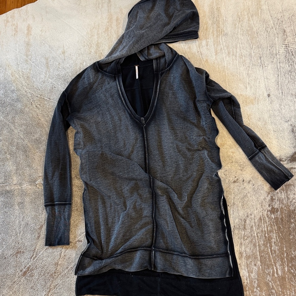 Free People Long Sleeve Hooded Dress - Charcoal Gray